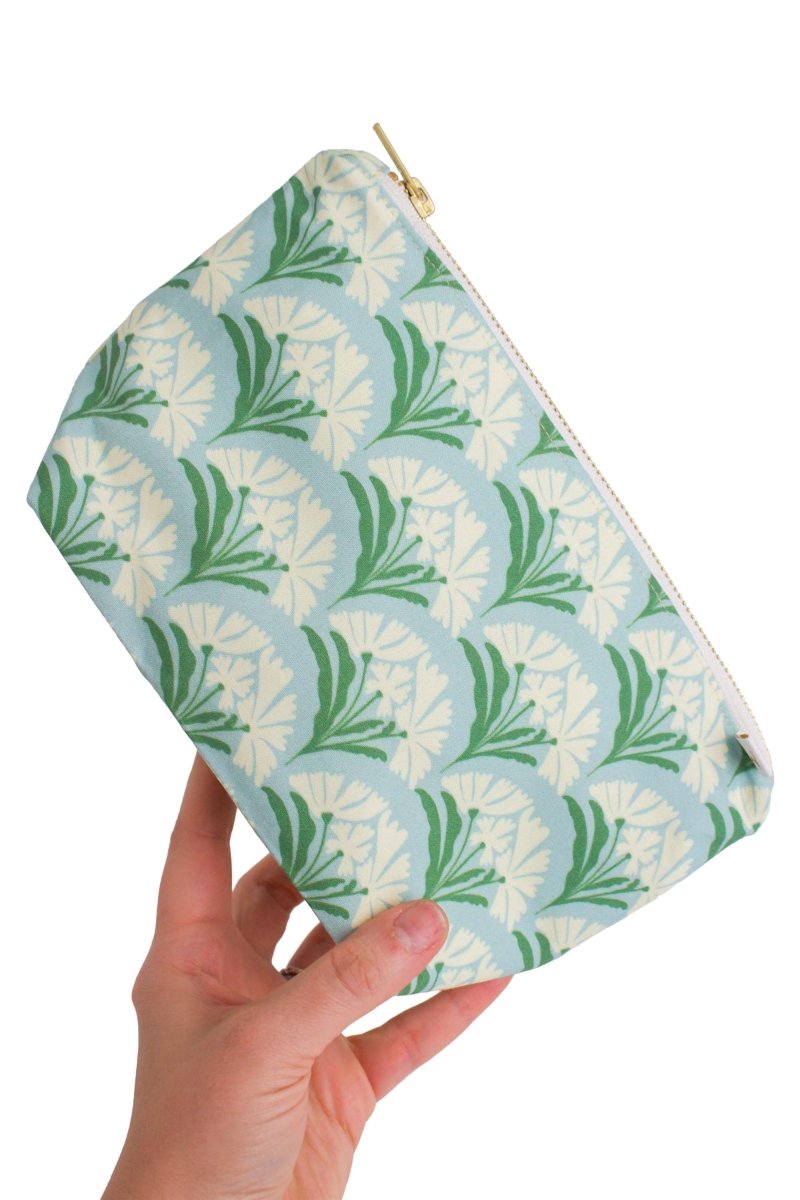 Art Deco Bloom Scallop Mint Mini Maxx Makeup & Toiletry Bag - Modern Makerie