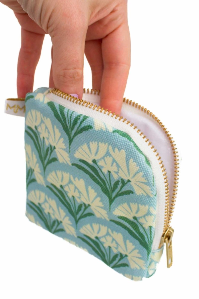 Art Deco Bloom Scallop Mint Mini Travel Pouch - Modern Makerie