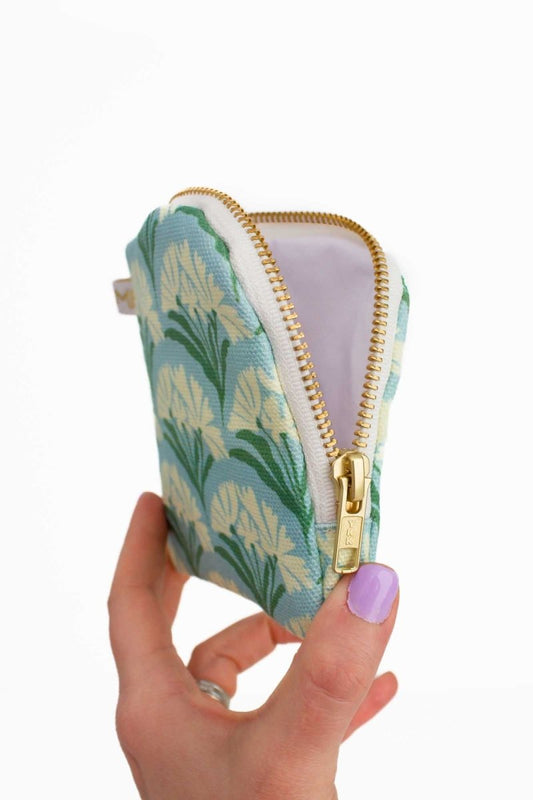 Art Deco Bloom Scallop Mint Mini Travel Pouch - Modern Makerie