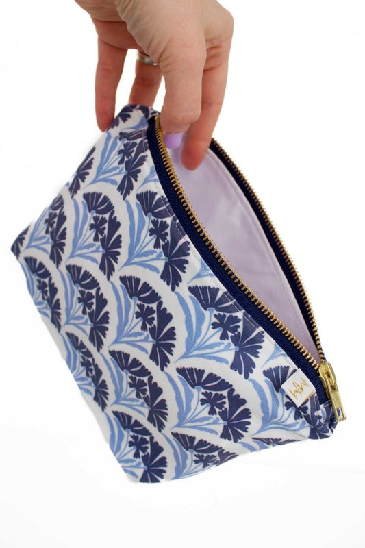 Art Deco Bloom Scallop Nocturne Mini Maxx Makeup Bag - Modern Makerie