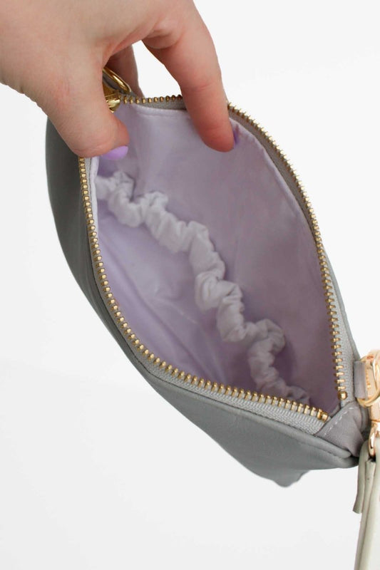 Classic Light Grey Convertible Crossbody Wristlet+ with Compartments - Modern Makerie