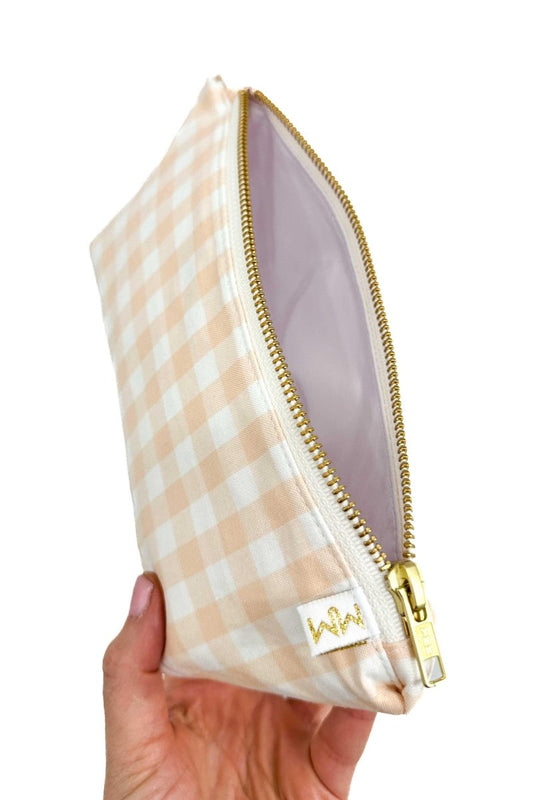 Coral Gingham Stash Baby Bag - Modern Makerie