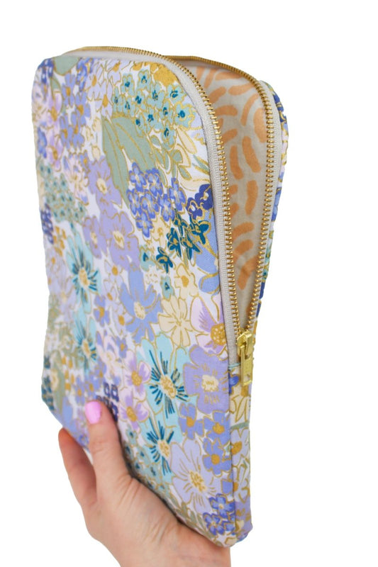 English Rose Blue Canvas 12.9" Device Tablet Sleeve - Modern Makerie