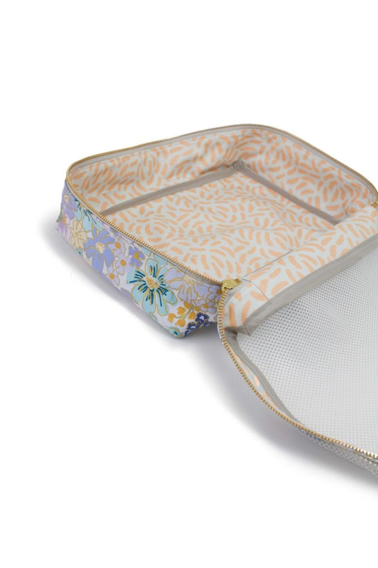 English Rose Blue Canvas 3 Piece Luggage Cube Set - Modern Makerie