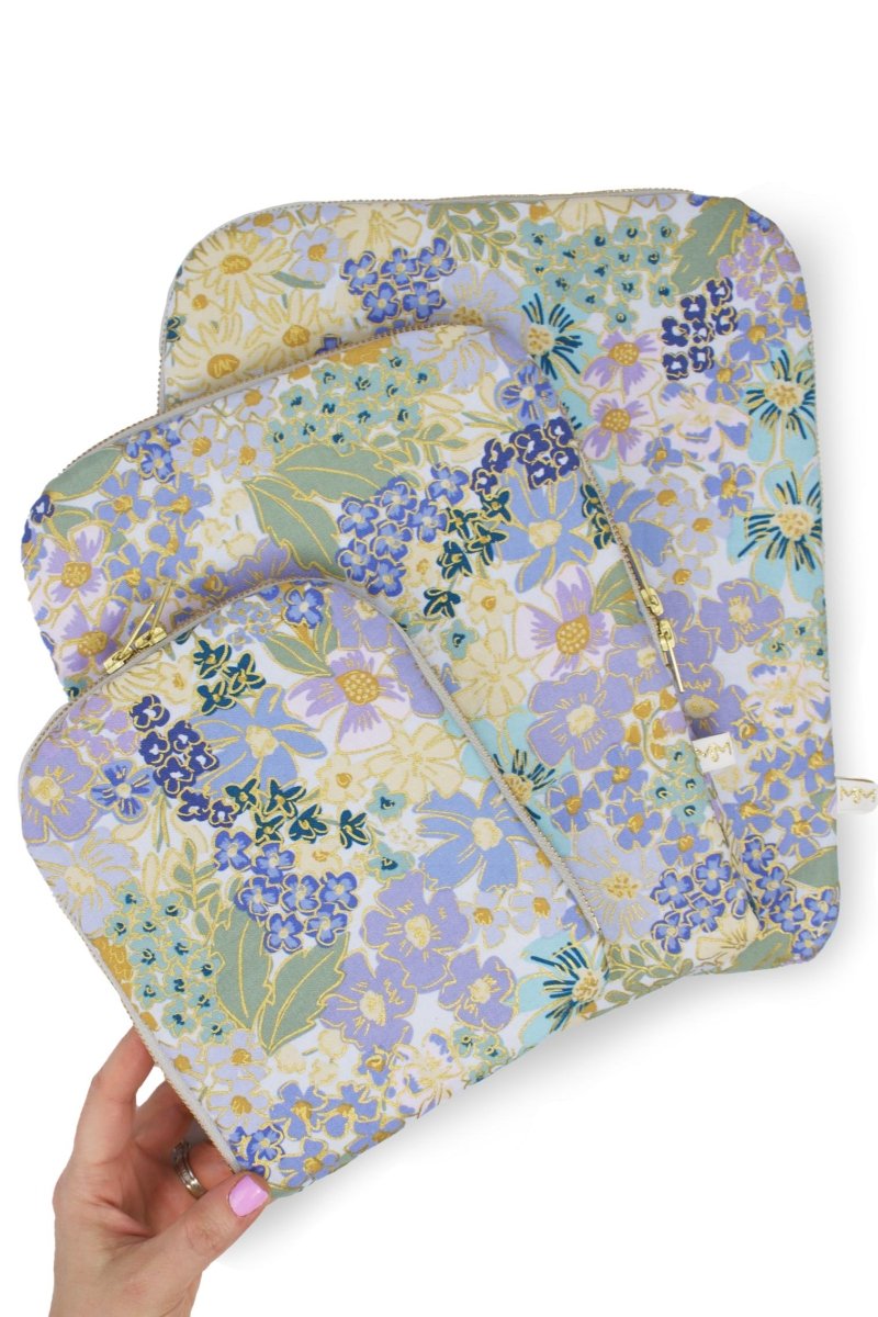 English Rose Blue Canvas 6.8" Device Tablet Sleeve - Modern Makerie