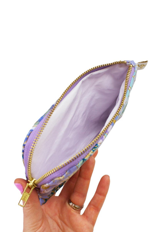 English Rose Blue Canvas Everyday Travel Pouch - Modern Makerie