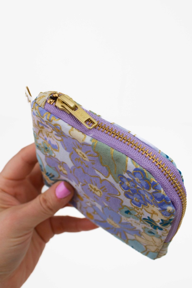 English Rose Blue Canvas Mini Essential Oil Pouch with Compartments - Modern Makerie