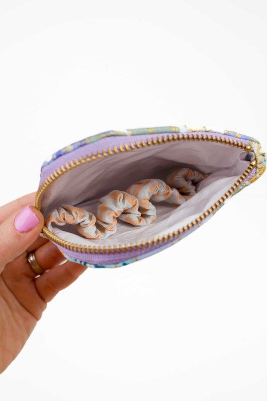 English Rose Blue Canvas Mini Essential Oil Pouch with Compartments - Modern Makerie