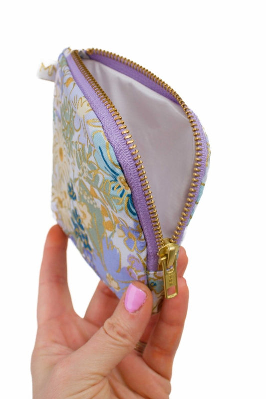 English Rose Blue Canvas Mini Travel Pouch - Modern Makerie