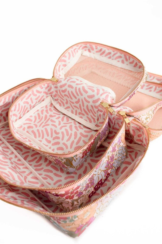 English Rose Canvas 3 Piece Luggage Cube Set - Modern Makerie