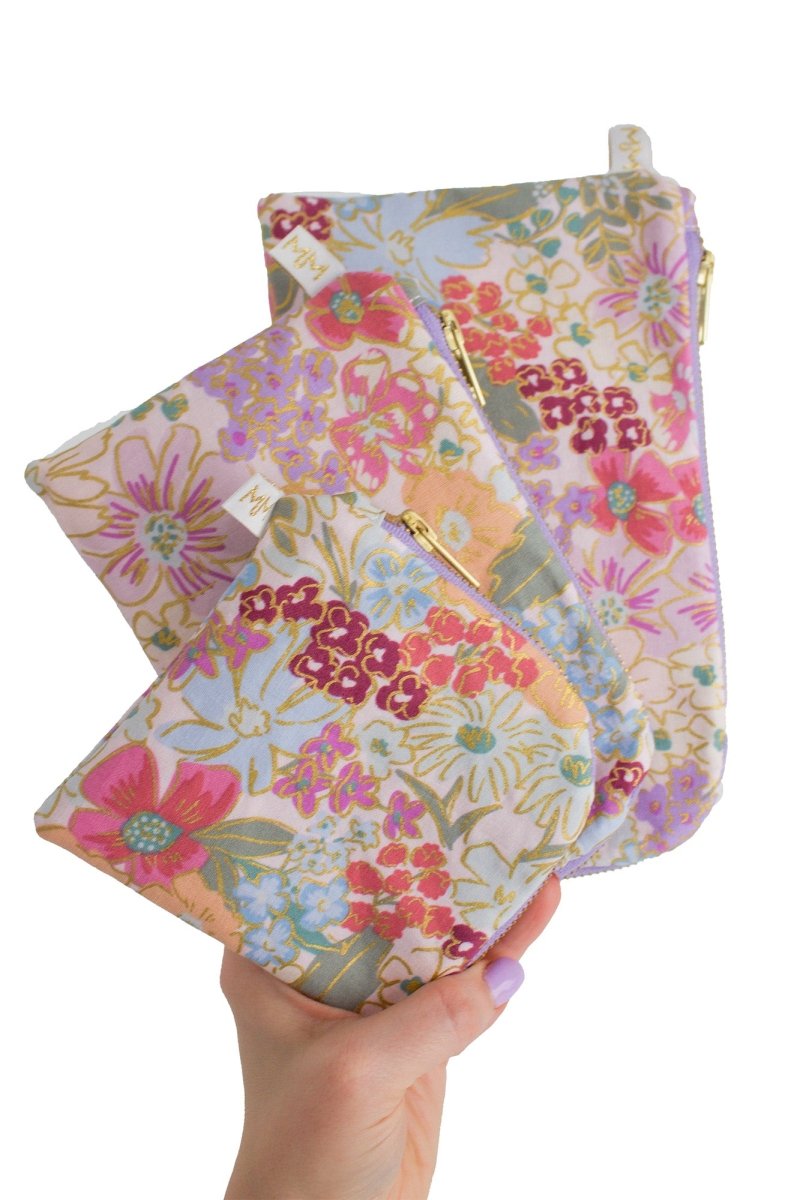 English Rose Canvas Everyday Essentials & Makeup Pouch - Modern Makerie