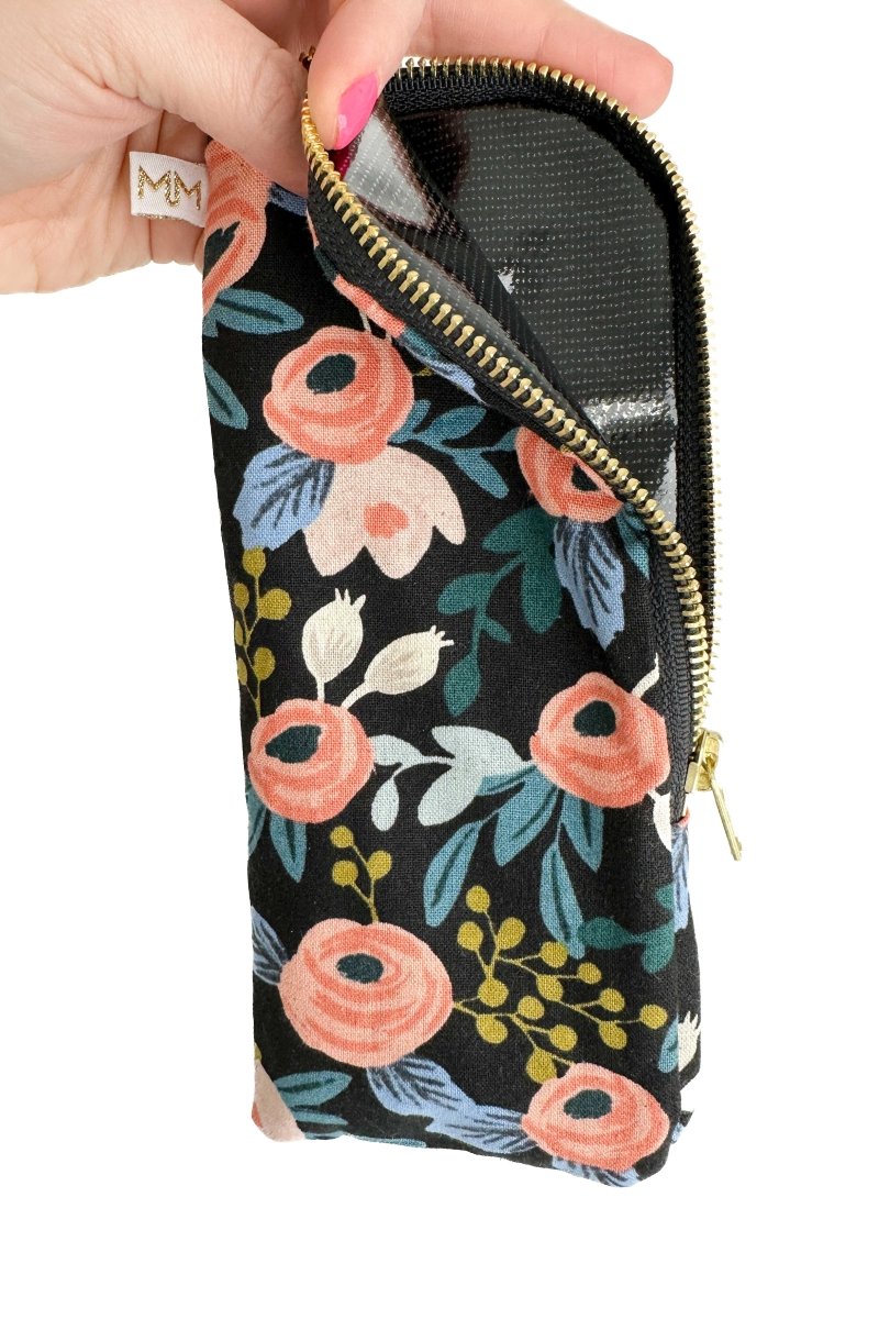 Midnight Garden Slim Makeup Brush Bag - Modern Makerie