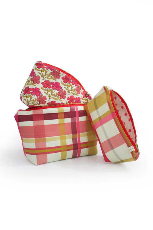 Olive Berry Flora in Cream 3pc Toiletry Bag Set - Modern Makerie