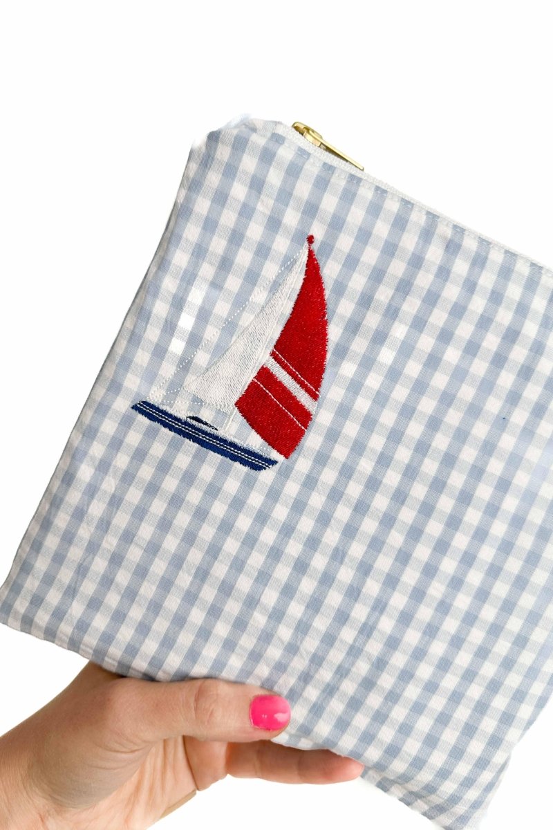 Seersucker "Sailboat" Small Wet Bag - Modern Makerie