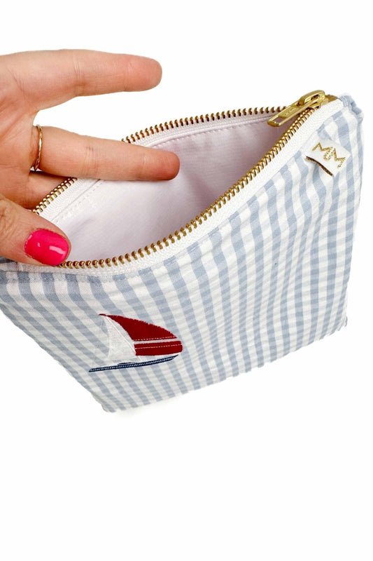 Seersucker "Sailboat" Small Wet Bag - Modern Makerie