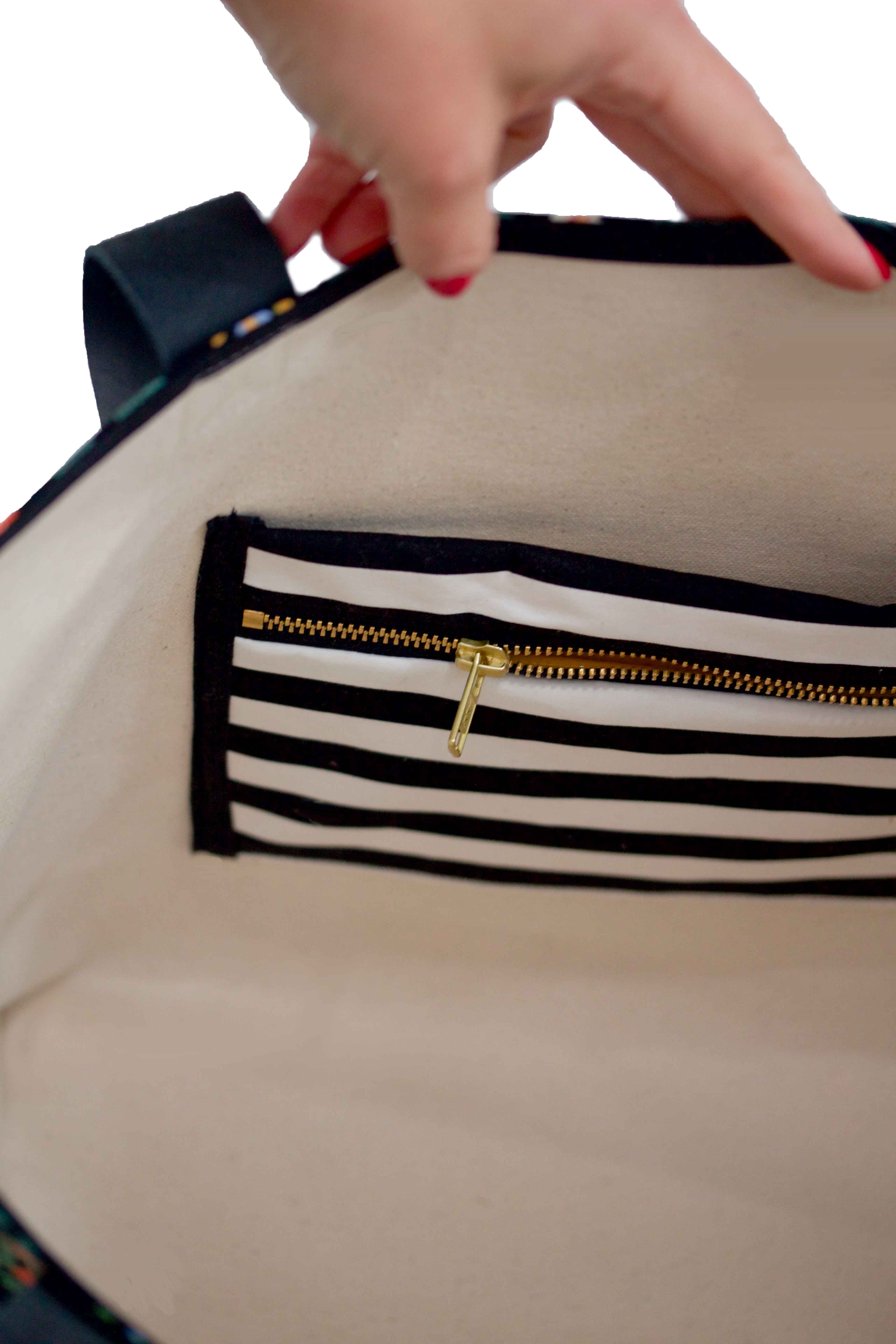 Darling Dahlia Everyday Canvas Work Tote Bag with Leather Straps