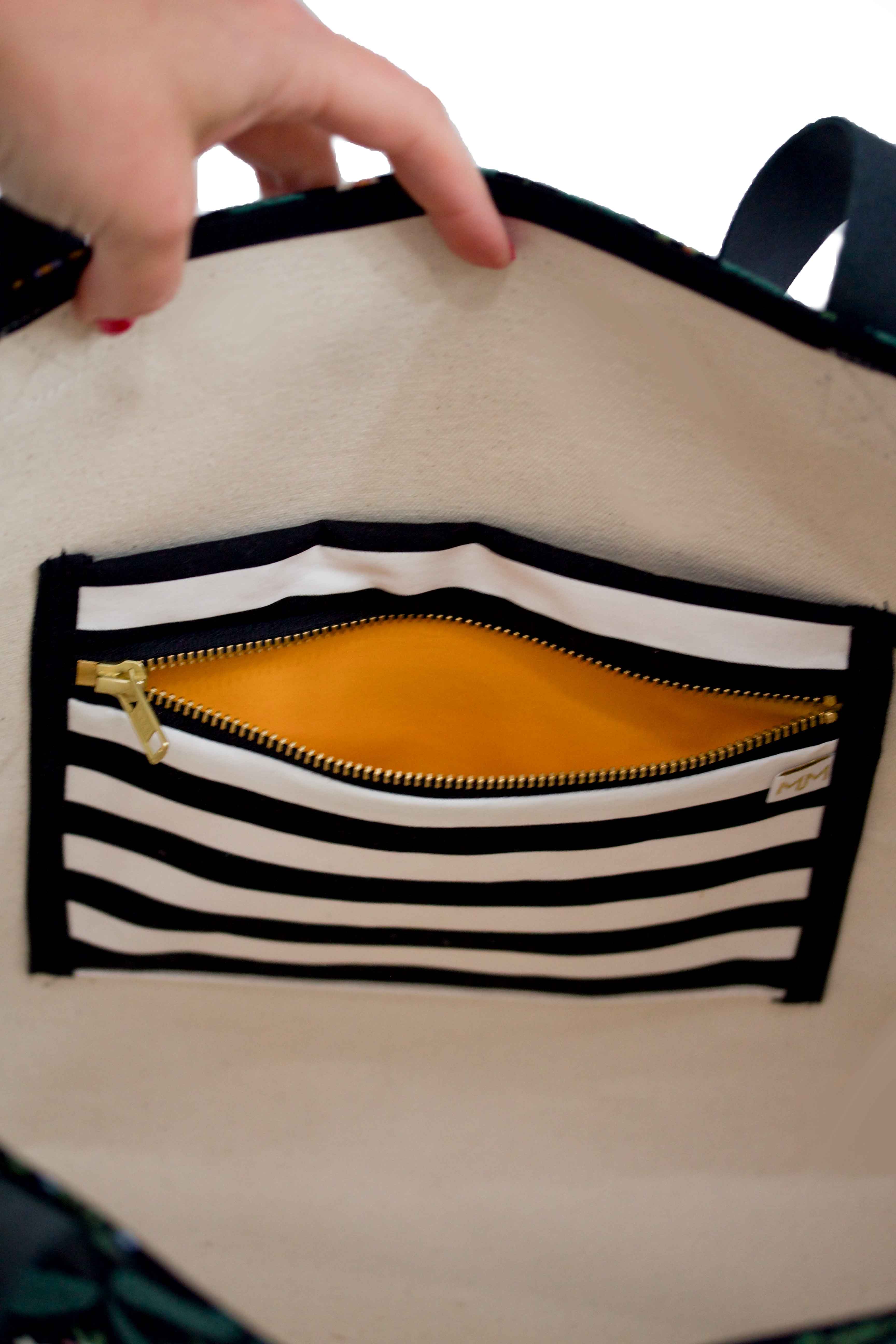 Darling Dahlia Everyday Canvas Work Tote Bag with Leather Straps