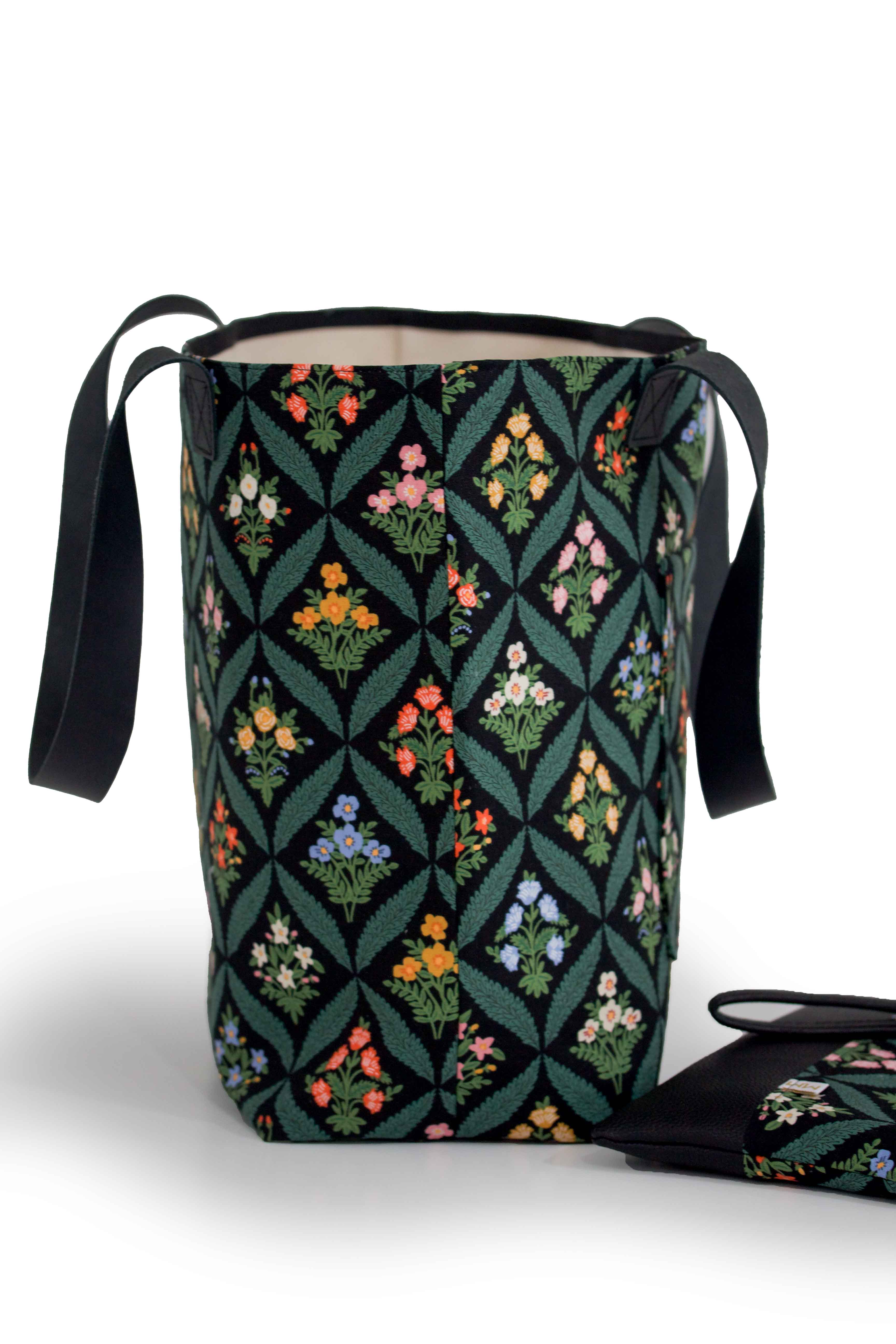 Darling Dahlia Everyday Canvas Work Tote Bag with Leather Straps