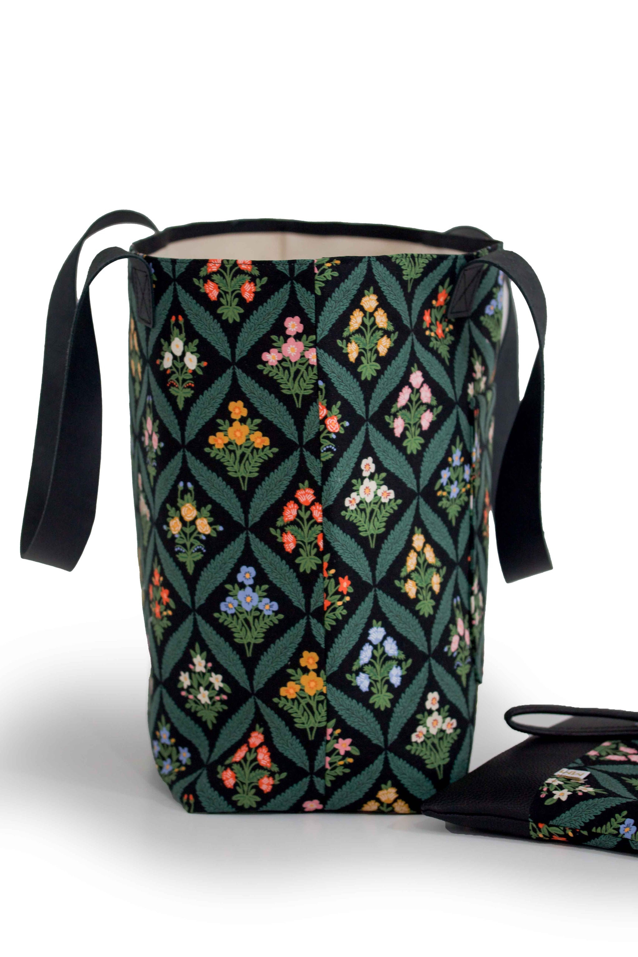 Darling Dahlia Everyday Canvas Work Tote Bag with Leather Straps