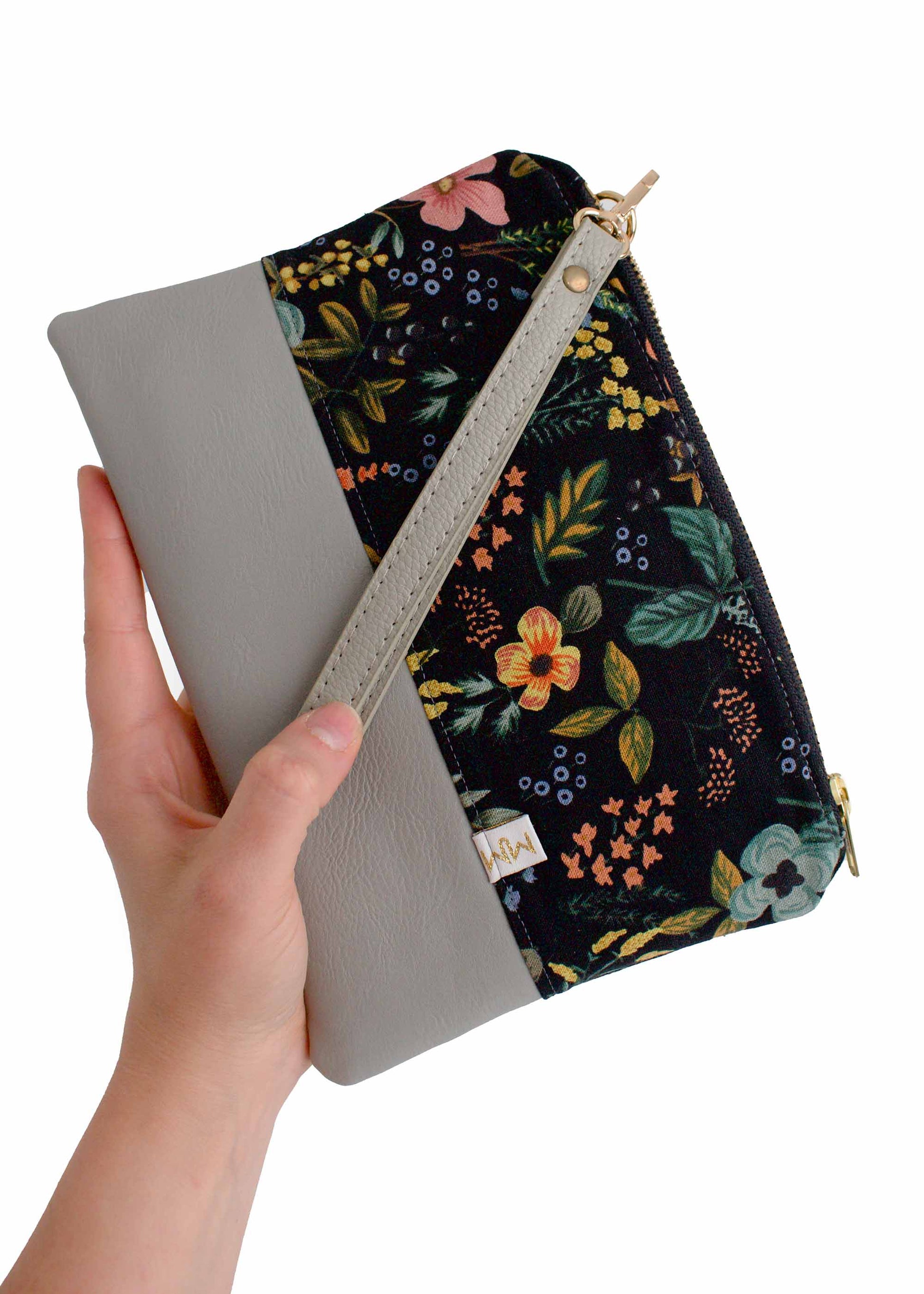 Evening Wildflower Vegan Leather Wristlet – Convertible Crossbody Wallet - Modern Makerie