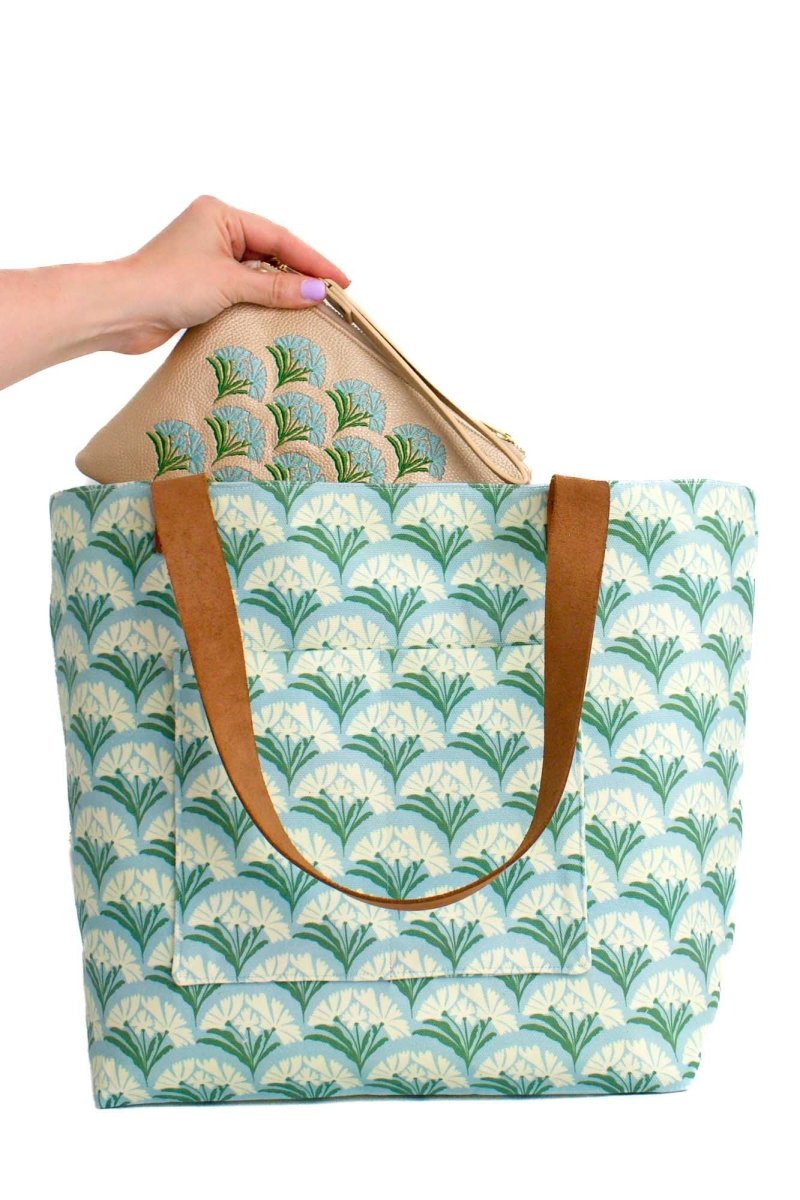 Art Deco Vegan Leather Wristlet, Card Slots Convertible Clutch