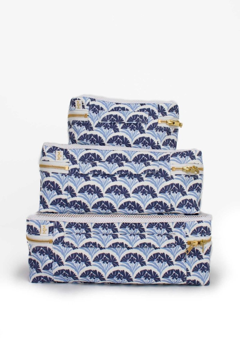 Art Deco Bloom Scallop Nocturne 3 Piece Luggage Cube Set - Modern Makerie
