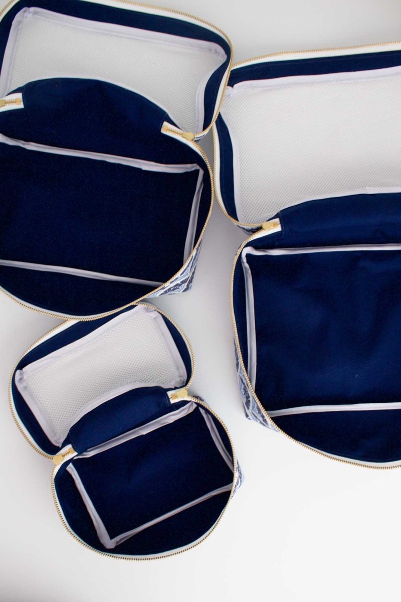 Art Deco Bloom Scallop Nocturne 3 Piece Luggage Cube Set - Modern Makerie