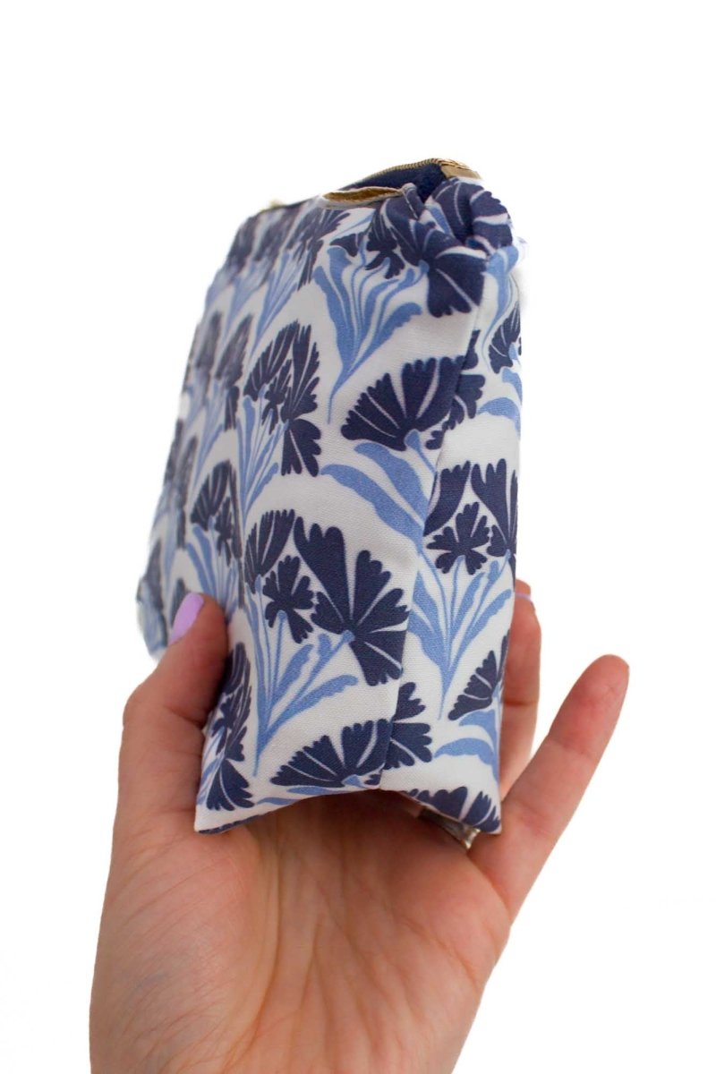 Art Deco Bloom Scallop Nocturne Mini Maxx Makeup Bag - Modern Makerie