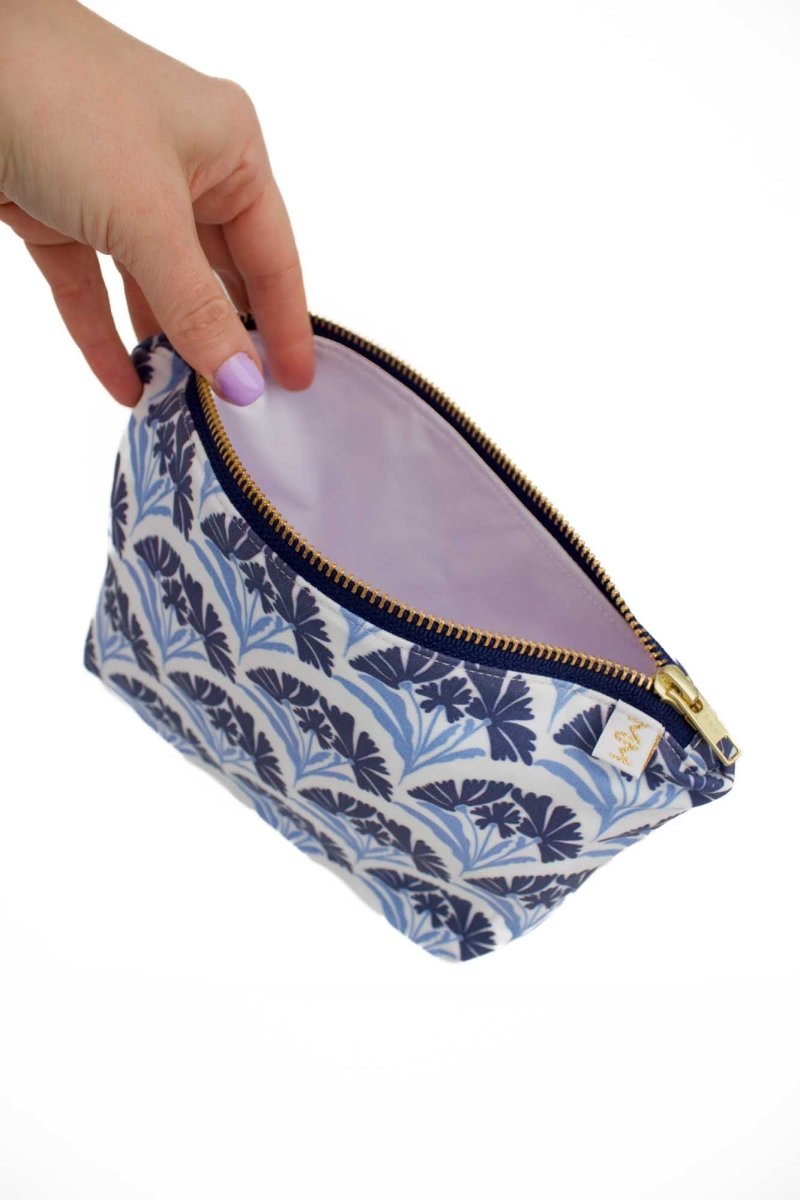 Art Deco Bloom Scallop Nocturne Mini Maxx Makeup Bag - Modern Makerie