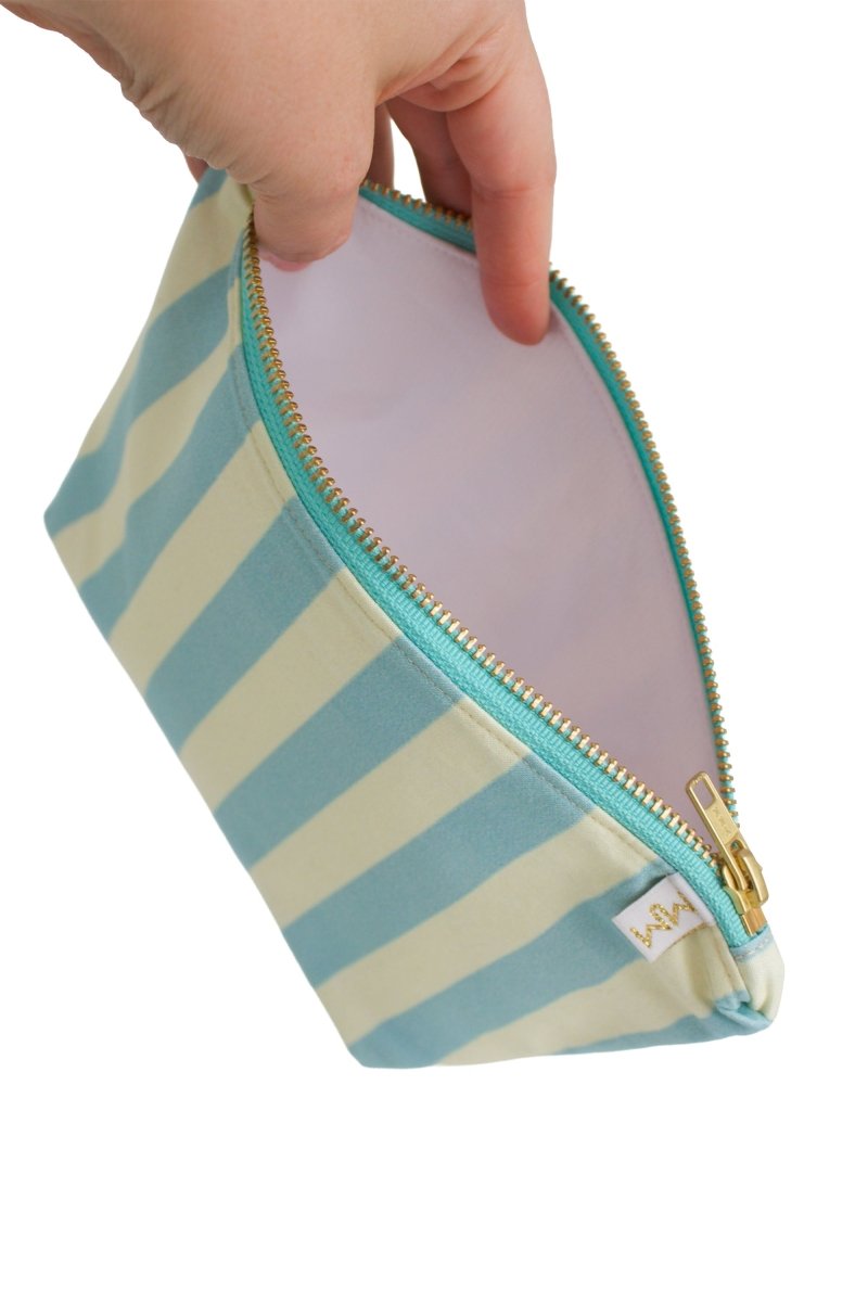 Art Deco Cabana Stripe Mini Maxx Makeup & Toiletry Bag - Modern Makerie