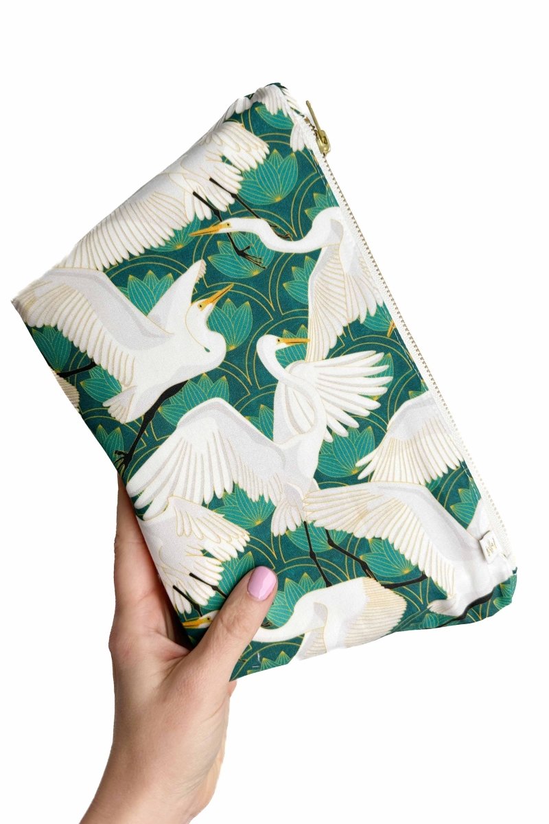 Art Deco Great Egret Maxx Cosmetic Bag - Modern Makerie