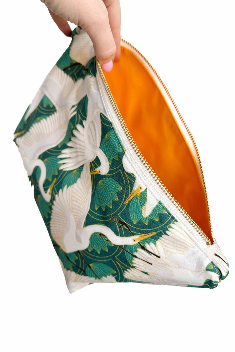 Art Deco Great Egret Maxx Cosmetic Bag - Modern Makerie