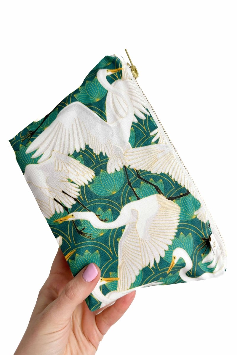 Art Deco Great Egret Mini Maxx Cosmetic Bag - Modern Makerie