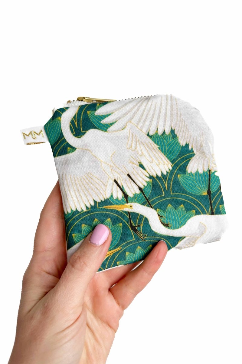 Art Deco Great Egret Mini Travel Pouch - Modern Makerie