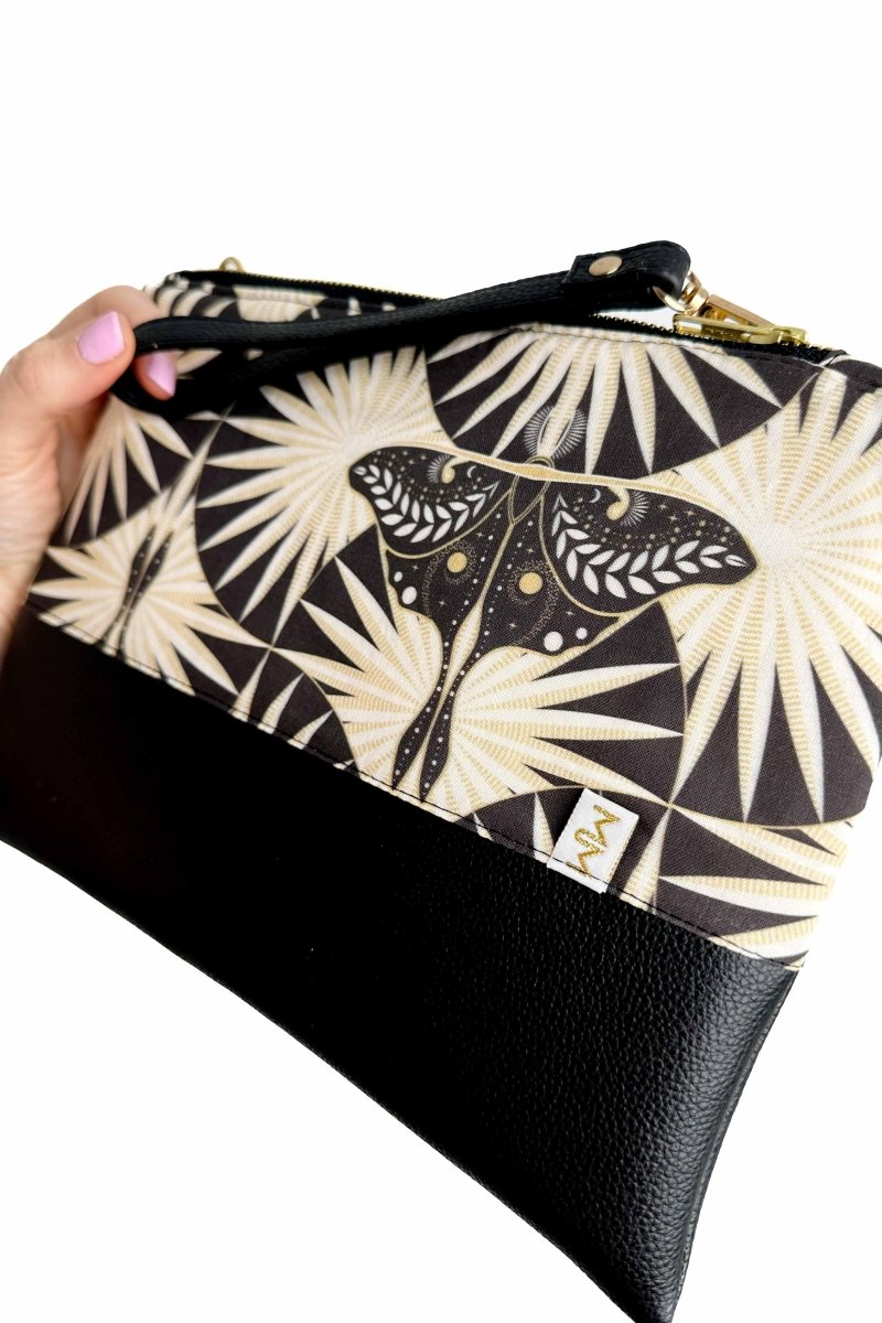 Art Deco Moth Convertible Crossbody Wristlet+ XL - Modern Makerie