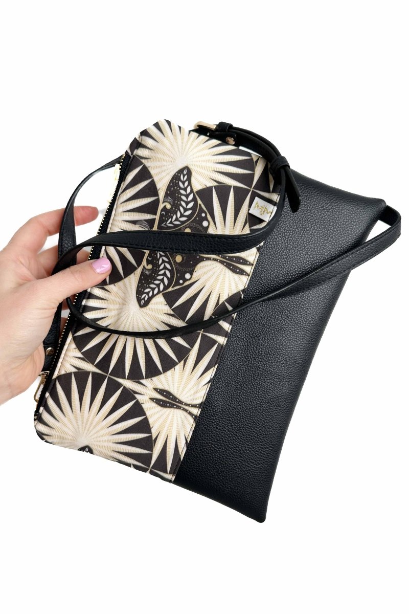 Art Deco Moth Convertible Crossbody Wristlet+ XL - Modern Makerie