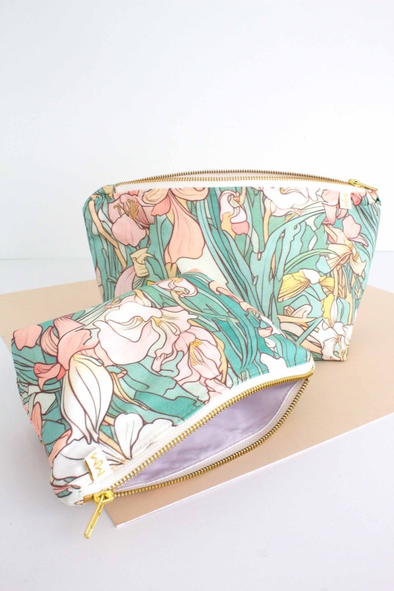 Art Nouveau Floral 2 Piece Cosmetic Bag Bundle - Modern Makerie