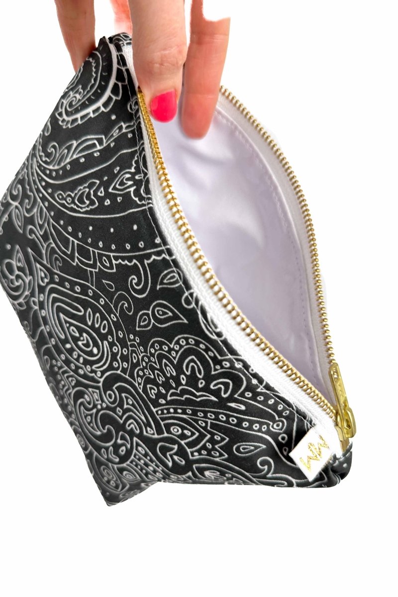 Black Paisley Mini Maxx Cosmetic Bag - Modern Makerie