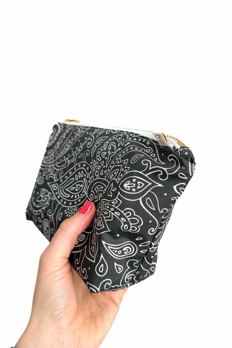 Black Paisley Mini Maxx Cosmetic Bag - Modern Makerie