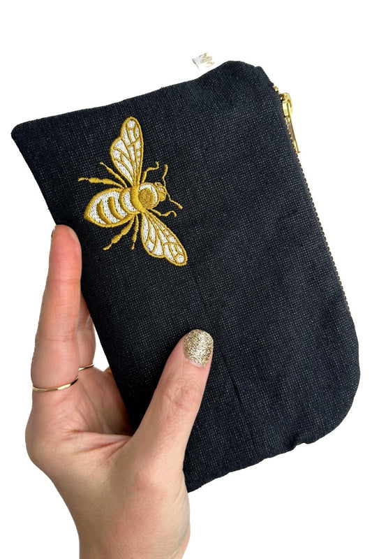Black Shimmer "Bee" Everyday Travel Pouch - Modern Makerie