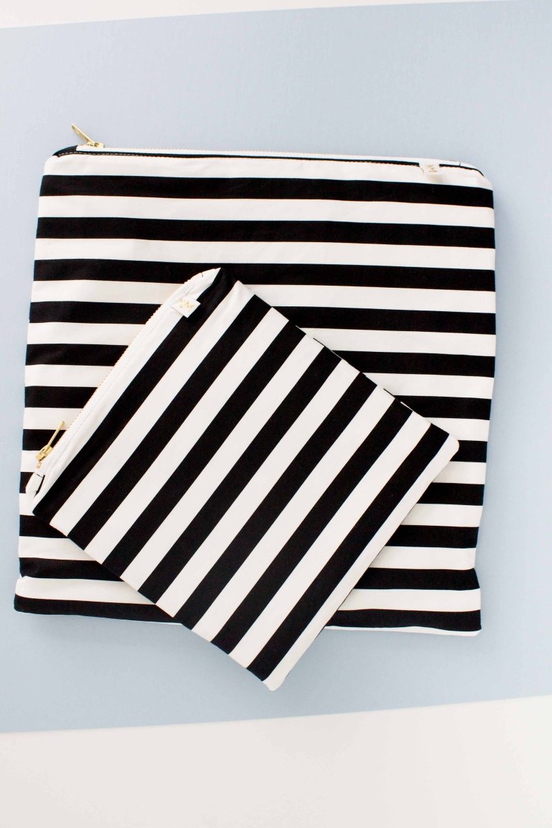 Black Stripe 2 Piece Summer Wet Bag Travel Bundle - Modern Makerie