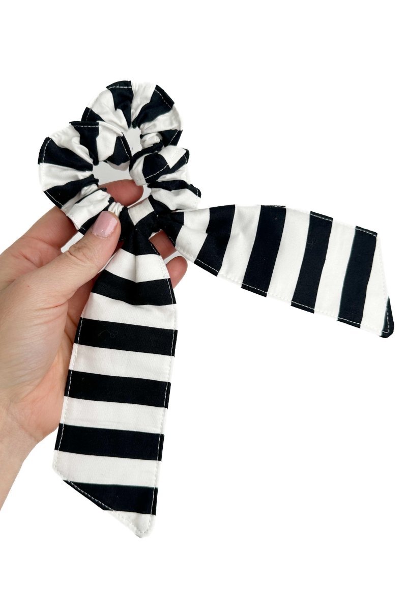 Black Stripe Hair Scrunchie - Modern Makerie