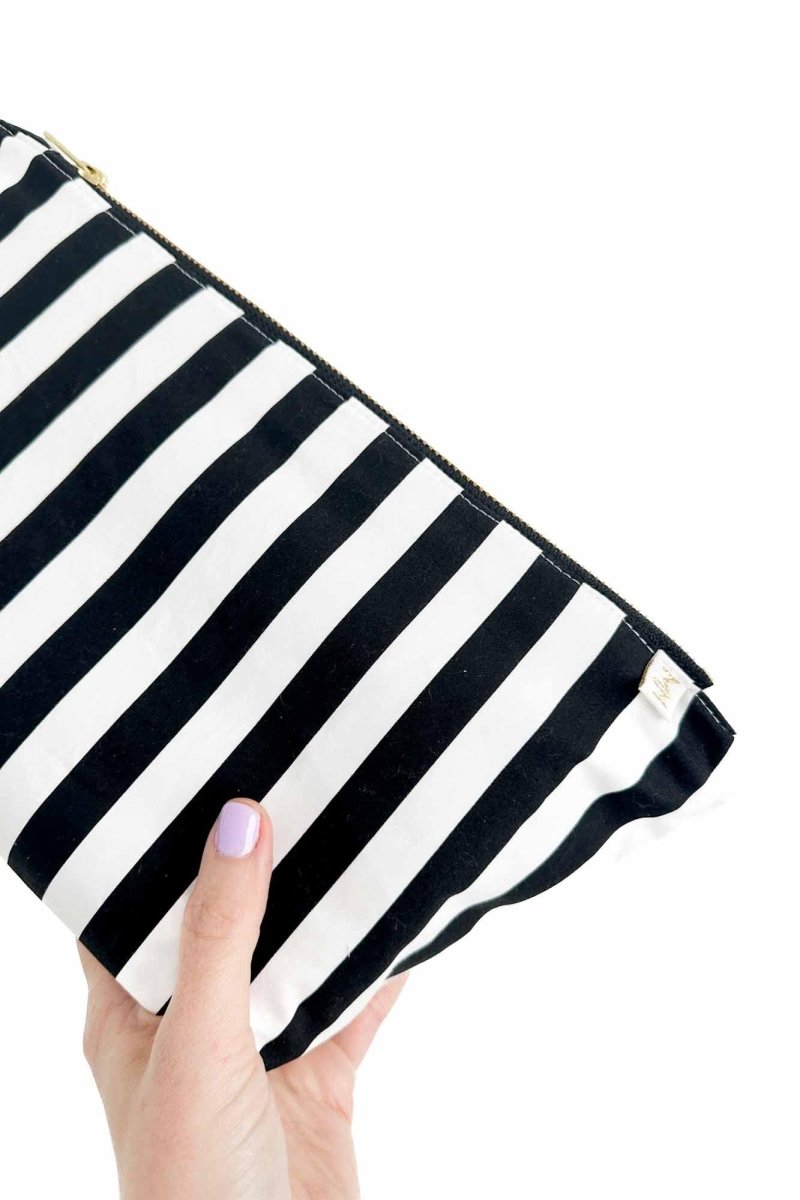 Black Stripe Maxx Cosmetic Bag - Modern Makerie