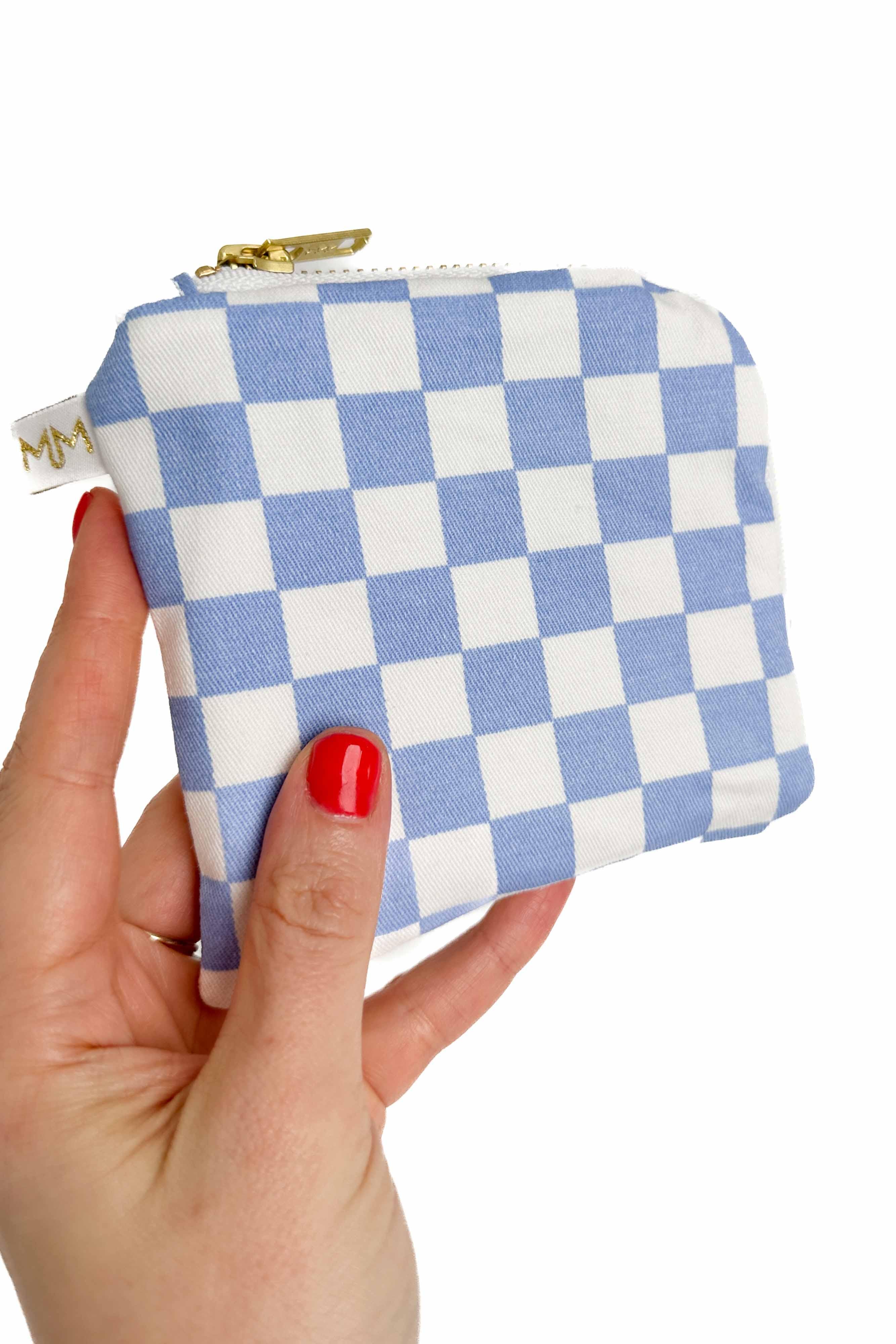 Blue Checker Canvas Mini Travel Bag READY TO SHIP - Modern Makerie