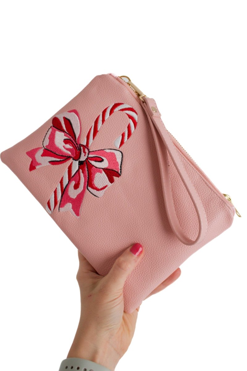 Candy Cane Convertible Crossbody Wristlet+ with Compartments - Modern Makerie