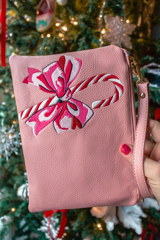 Candy Cane Convertible Crossbody Wristlet+ with Compartments - Modern Makerie