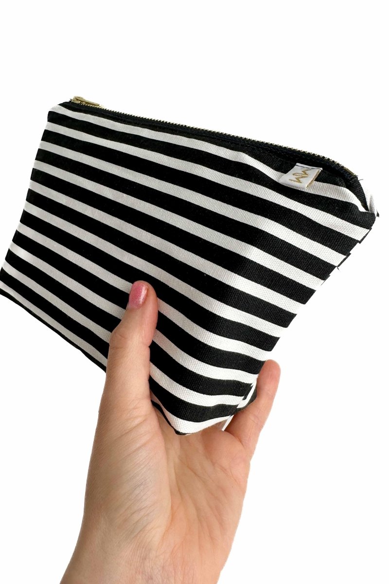 Canvas Stripe Mini Maxx Cosmetic Bag - Modern Makerie