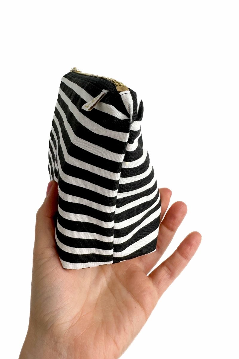 Canvas Stripe Mini Maxx Cosmetic Bag - Modern Makerie