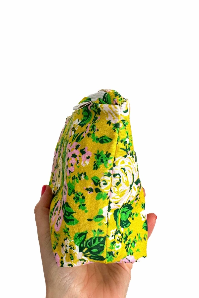 Chartreuse Floral Mini Maxx Cosmetic Bag - Modern Makerie