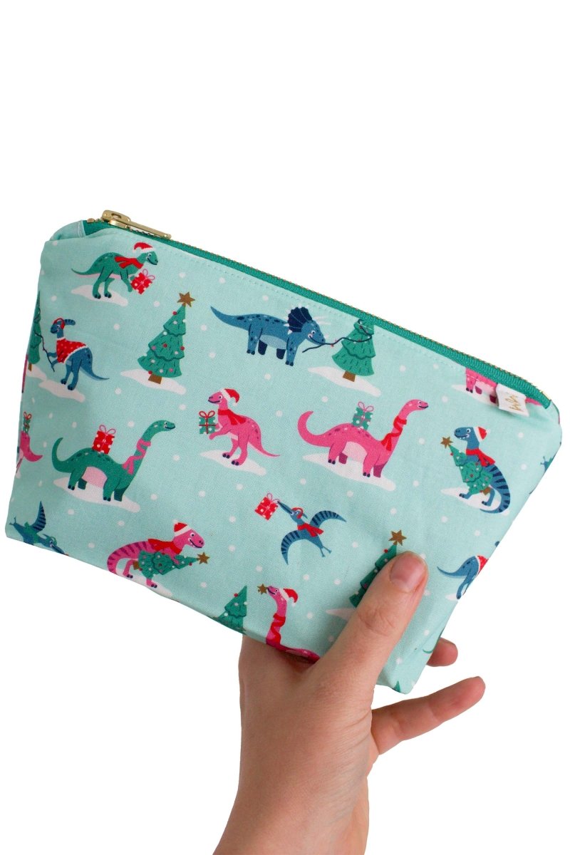 Christmas Dinos Mini Maxx Makeup & Toiletry Bag - Modern Makerie